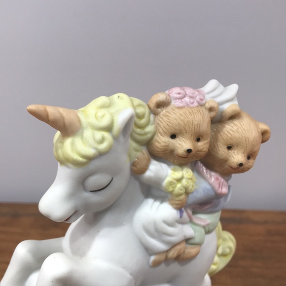 4/$20 Vintage 80’s Unicorn With Teddy Bears On Cloud Nursery Music Box - Picture 6 of 12